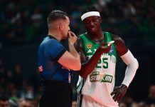 Παναθηναϊκός: Η τριάδα των διαιτητών στον τρίτο τελικό της GBL Ο Γιάννης Τηγάνης με τον Κέντρικ Ναν